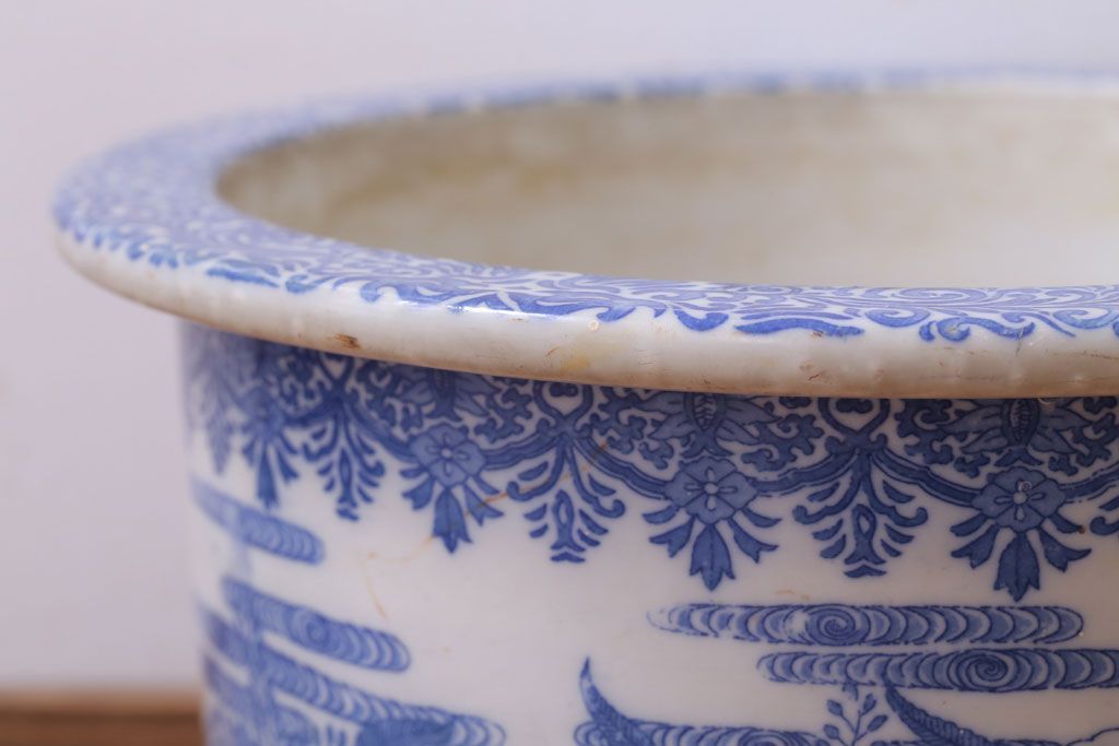 アンティーク雑貨　アンティーク　大正〜昭和初期　印判植木鉢