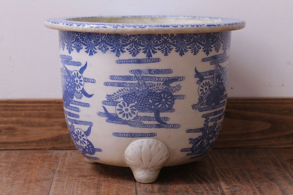 アンティーク雑貨　アンティーク　大正〜昭和初期　印判植木鉢