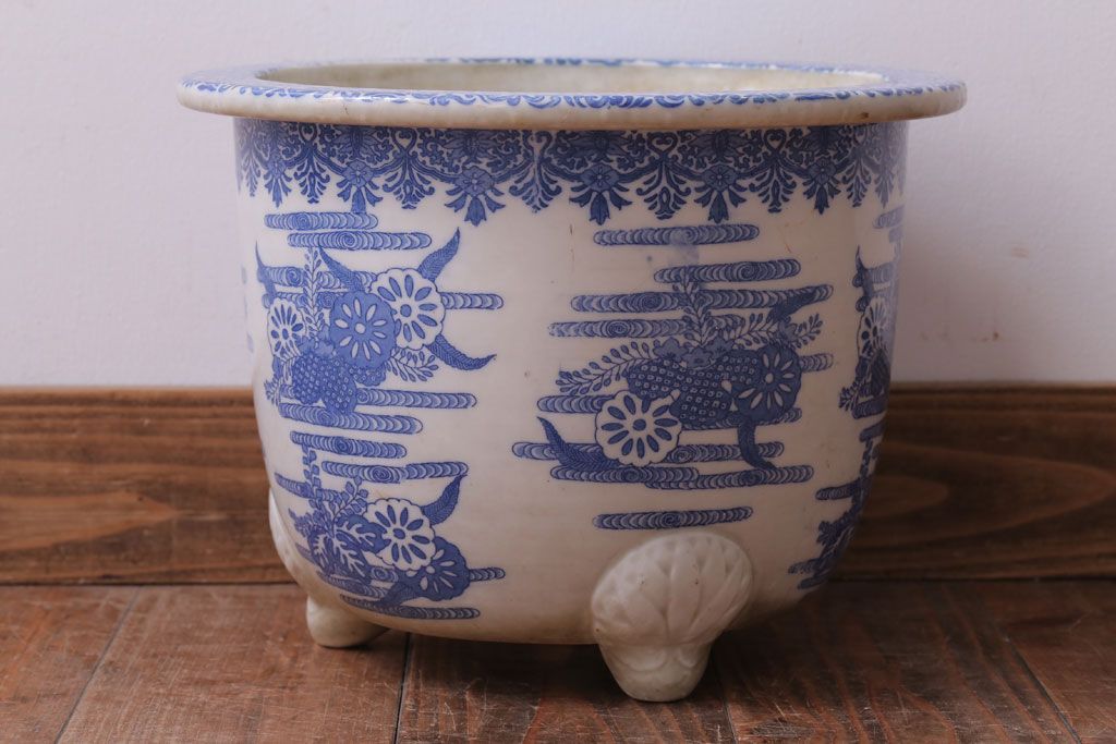 アンティーク雑貨　アンティーク　大正〜昭和初期　印判植木鉢