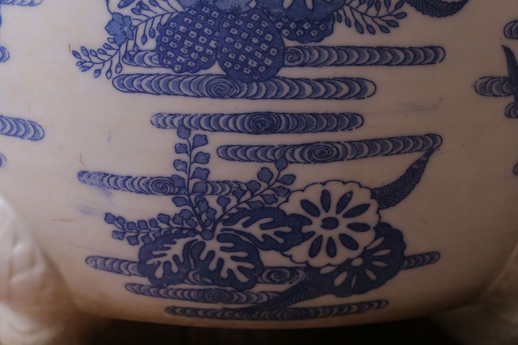 アンティーク雑貨　アンティーク　大正〜昭和初期　印判植木鉢