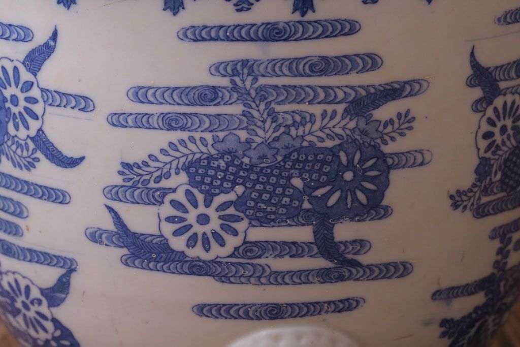 アンティーク雑貨　アンティーク　大正〜昭和初期　印判植木鉢