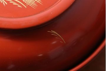 アンティーク　大正〜昭和初期　木製沈金蒔絵椀10客