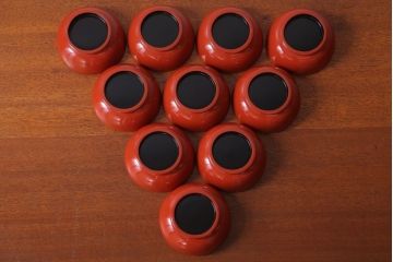 アンティーク　大正〜昭和初期　木製沈金蒔絵椀10客