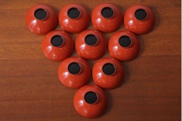 アンティーク　大正〜昭和初期　木製沈金蒔絵椀10客(2)