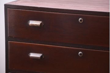 レトロ家具　昭和レトロ　前面欅材!角脚付きのシンプルなローチェスト(ローボード・衣装箪笥)(1)