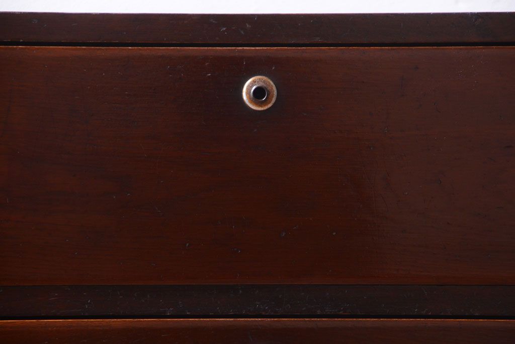 レトロ家具　昭和レトロ　前面欅材!角脚付きのシンプルなローチェスト(ローボード・衣装箪笥)(1)