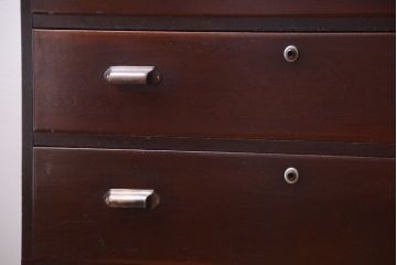 レトロ家具　昭和レトロ　前面欅材!角脚付きのシンプルなローチェスト(ローボード・衣装箪笥)(1)