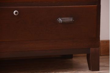 レトロ家具　昭和レトロ　前面欅材!角脚付きのシンプルなローチェスト(ローボード・衣装箪笥)(1)