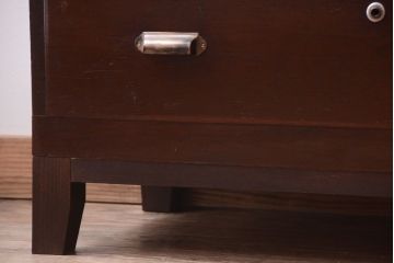 レトロ家具　昭和レトロ　前面欅材!角脚付きのシンプルなローチェスト(ローボード・衣装箪笥)(1)