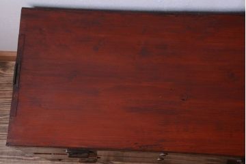 レトロ家具　昭和レトロ　前面欅材!角脚付きのシンプルなローチェスト(ローボード・衣装箪笥)(2)