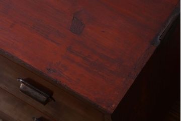 レトロ家具　昭和レトロ　前面欅材!角脚付きのシンプルなローチェスト(ローボード・衣装箪笥)(2)