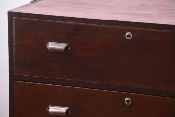 レトロ家具　昭和レトロ　前面欅材!角脚付きのシンプルなローチェスト(ローボード・衣装箪笥)(2)