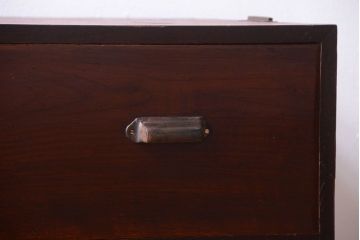 レトロ家具　昭和レトロ　前面欅材!角脚付きのシンプルなローチェスト(ローボード・衣装箪笥)(2)