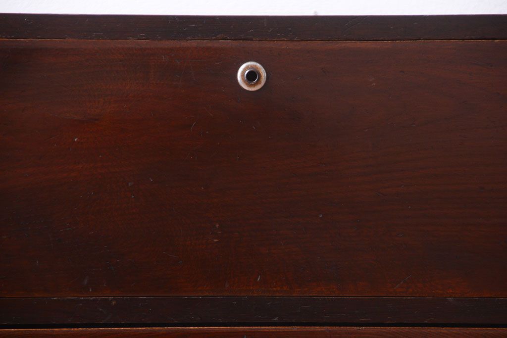 レトロ家具　昭和レトロ　前面欅材!角脚付きのシンプルなローチェスト(ローボード・衣装箪笥)(2)