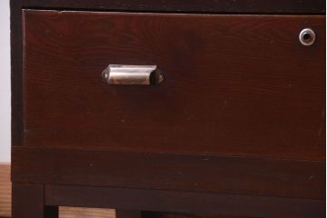 レトロ家具　昭和レトロ　前面欅材!角脚付きのシンプルなローチェスト(ローボード・衣装箪笥)(2)