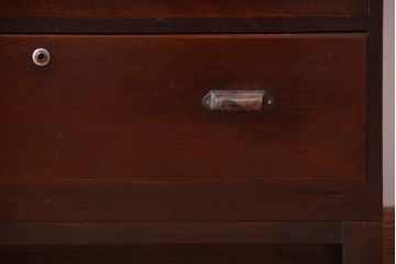レトロ家具　昭和レトロ　前面欅材!角脚付きのシンプルなローチェスト(ローボード・衣装箪笥)(2)