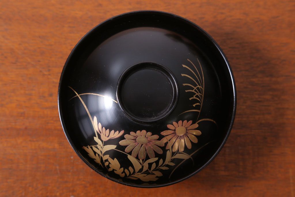 アンティーク雑貨　アンティーク　昭和三年　木製蒔絵椀10客