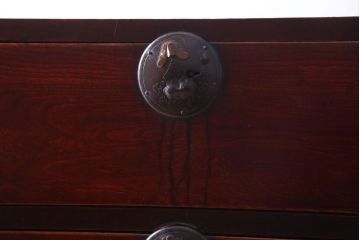 アンティーク家具　古民具・骨董　明治〜大正期　前面欅材!古い木製の重ね衣装箪笥