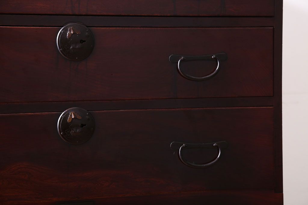 アンティーク家具　古民具・骨董　明治〜大正期　前面欅材!古い木製の重ね衣装箪笥