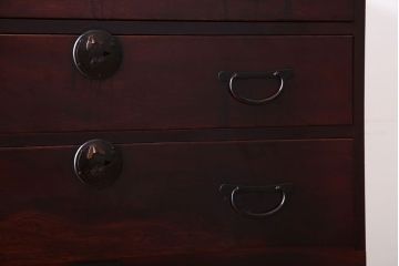 アンティーク家具　古民具・骨董　明治〜大正期　前面欅材!古い木製の重ね衣装箪笥