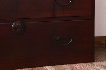 アンティーク家具　古民具・骨董　明治〜大正期　前面欅材!古い木製の重ね衣装箪笥