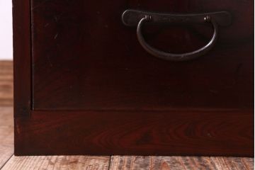 アンティーク家具　古民具・骨董　明治〜大正期　前面欅材!古い木製の重ね衣装箪笥