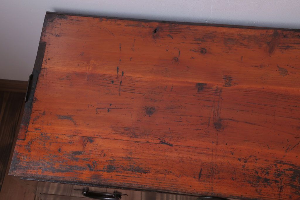 アンティーク家具　古民具・骨董　明治〜大正期　前面欅材!古い木製の重ね衣装箪笥