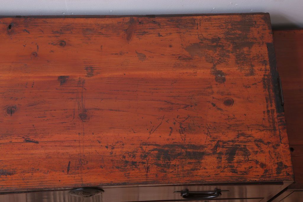 アンティーク家具　古民具・骨董　明治〜大正期　前面欅材!古い木製の重ね衣装箪笥