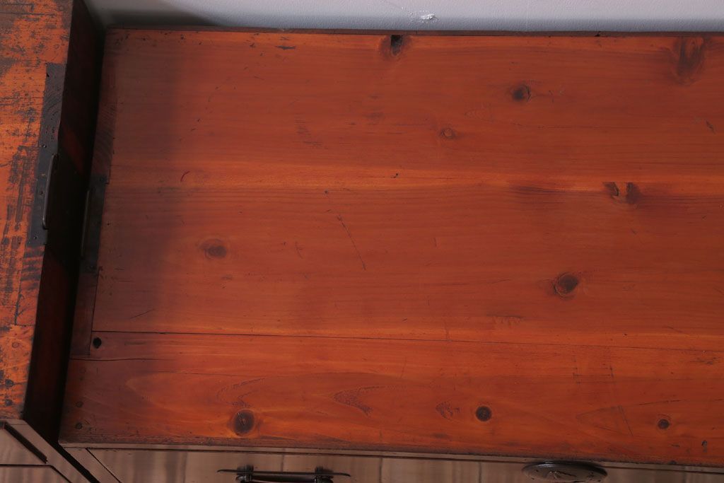 アンティーク家具　古民具・骨董　明治〜大正期　前面欅材!古い木製の重ね衣装箪笥