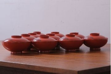 アンティーク 昭和三年　木製沈金蒔絵椀10客