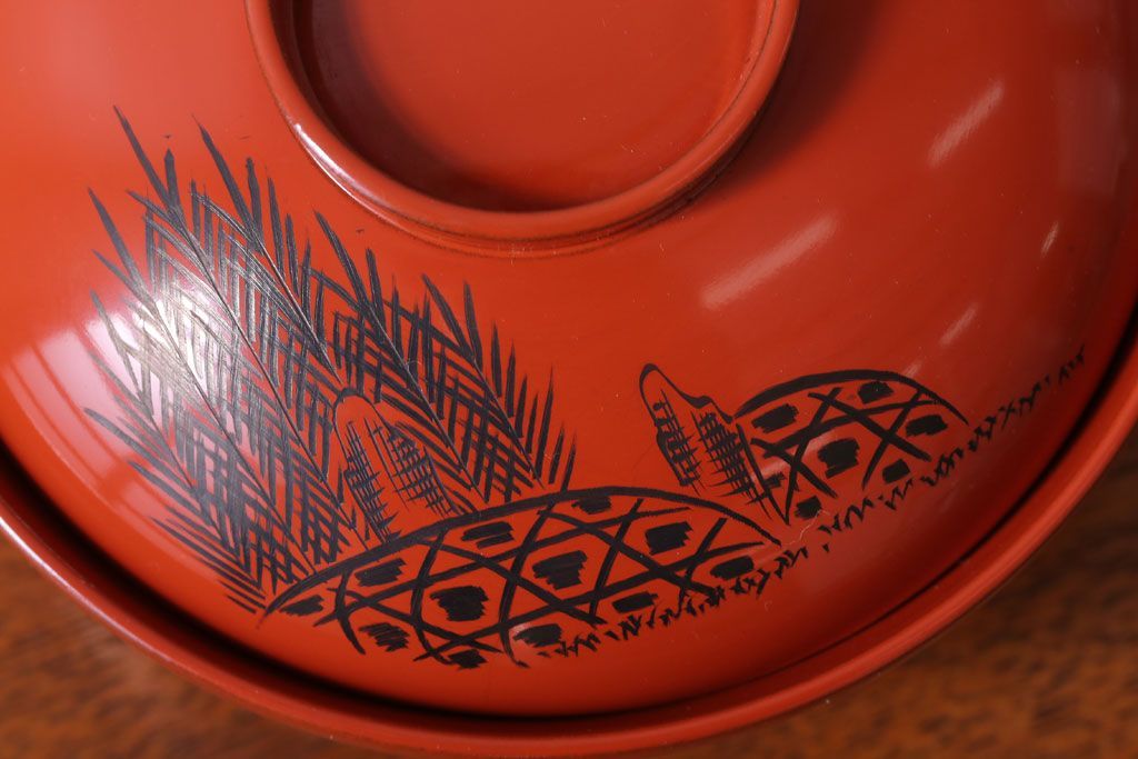 アンティーク 昭和三年　木製沈金蒔絵椀10客