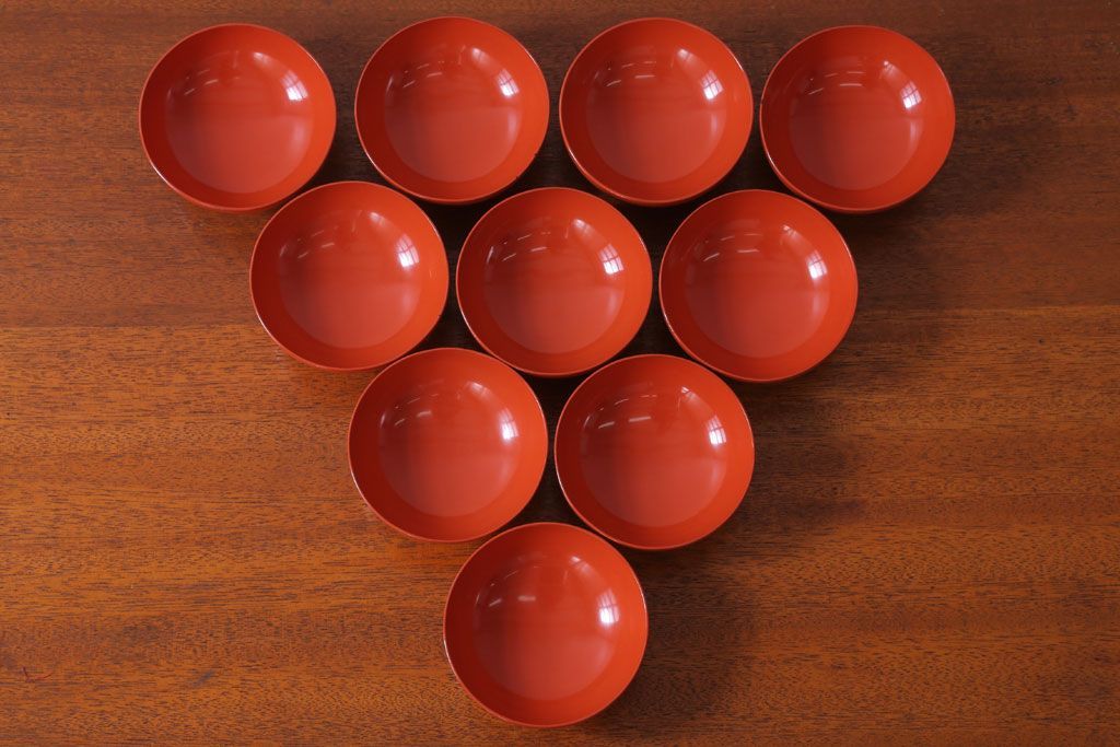 アンティーク 昭和三年　木製沈金蒔絵椀10客