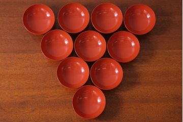 アンティーク 昭和三年　木製沈金蒔絵椀10客