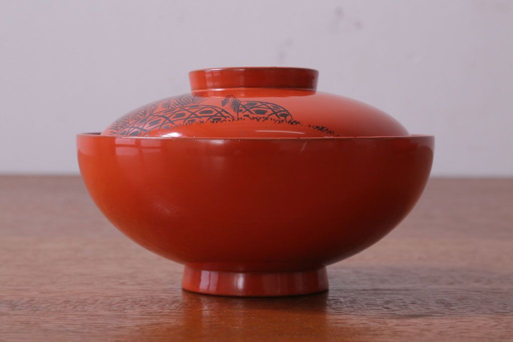 アンティーク 昭和三年　木製沈金蒔絵椀10客