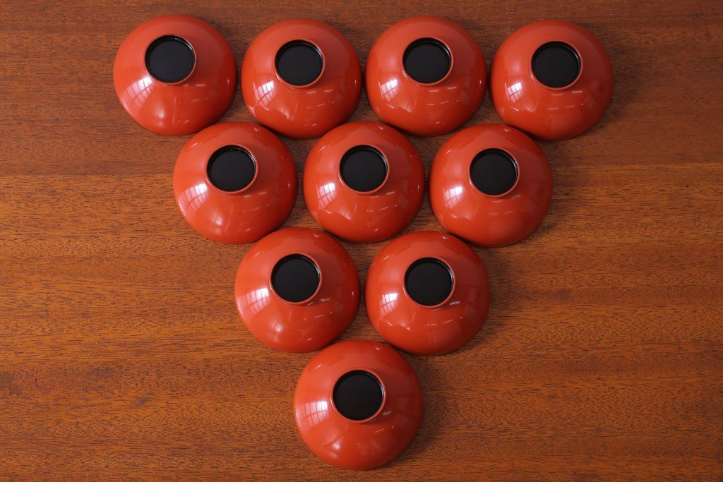 アンティーク 昭和三年　木製沈金蒔絵椀10客