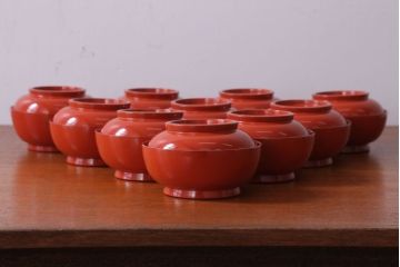 アンティーク雑貨　アンティーク　昭和初期!木製沈金蒔絵椀10客