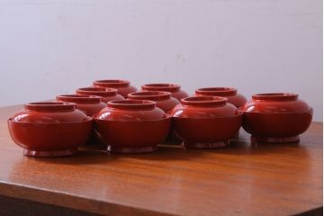 アンティーク雑貨　アンティーク　昭和初期!木製沈金蒔絵椀10客