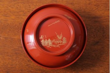 アンティーク雑貨　アンティーク　昭和初期!木製沈金蒔絵椀10客