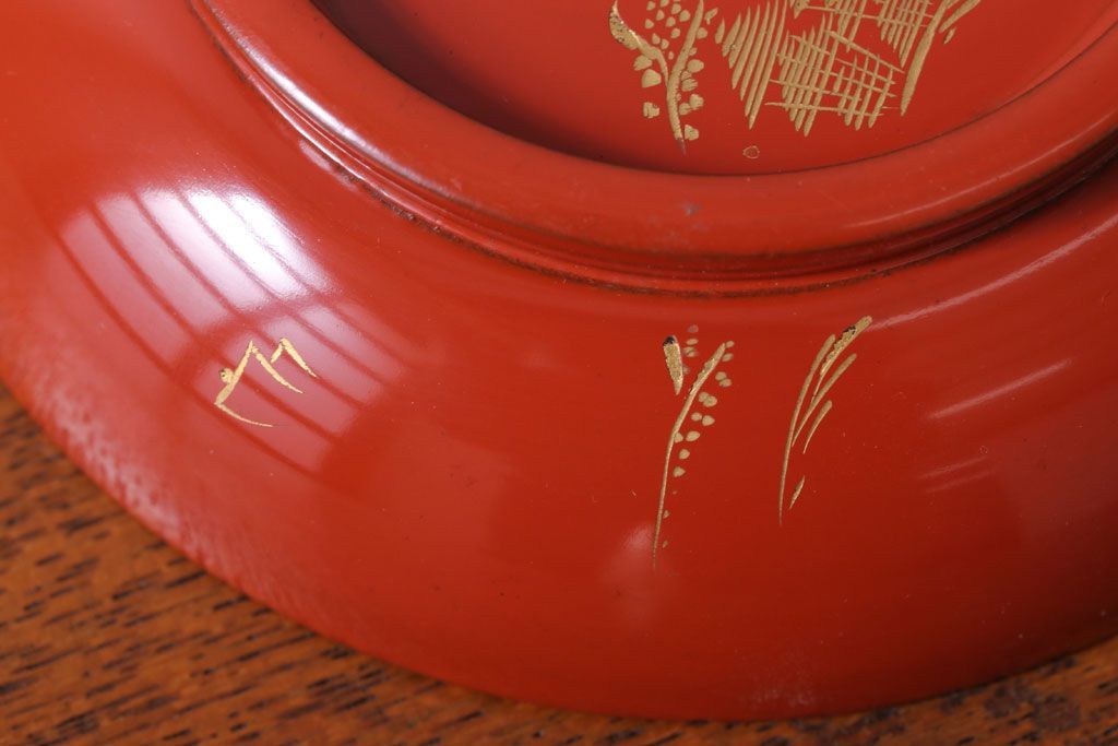 アンティーク雑貨　アンティーク　昭和初期!木製沈金蒔絵椀10客