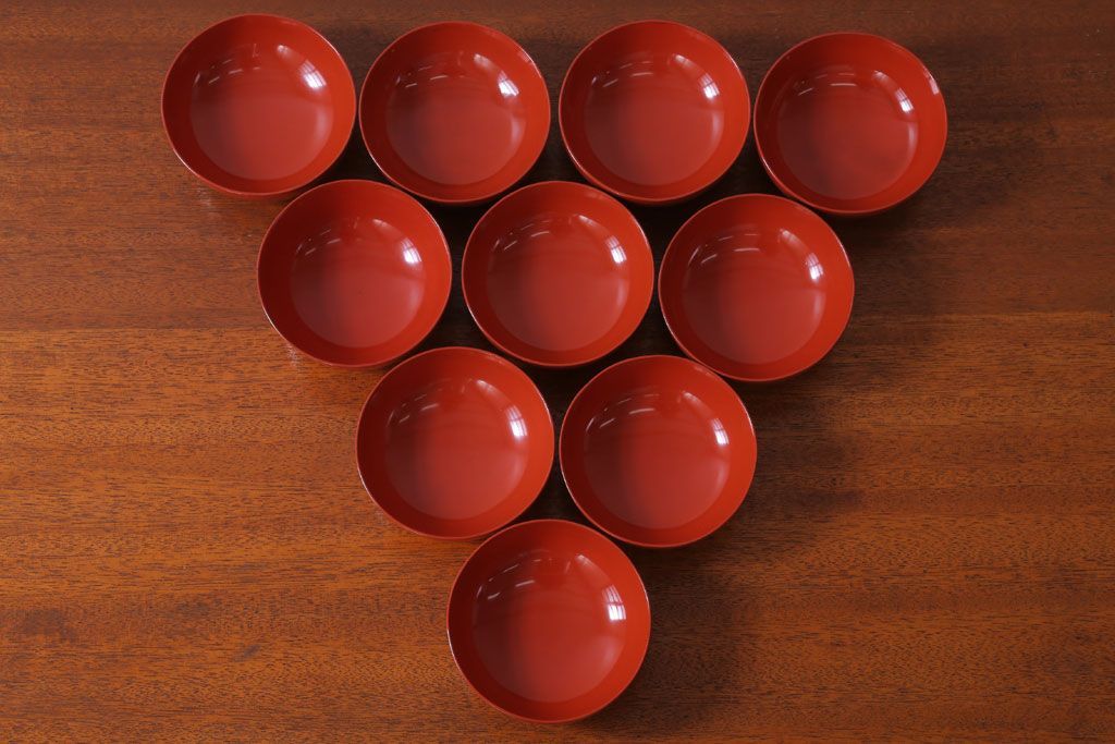 アンティーク雑貨　アンティーク　昭和初期!木製沈金蒔絵椀10客