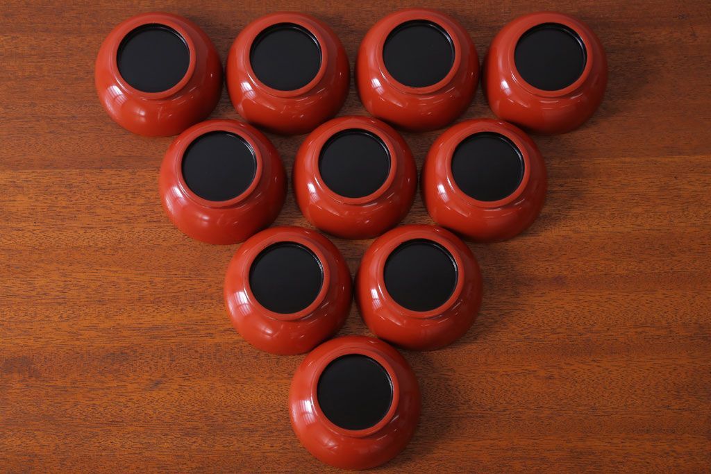 アンティーク雑貨　アンティーク　昭和初期!木製沈金蒔絵椀10客