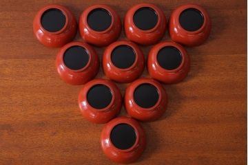 アンティーク雑貨　アンティーク　昭和初期!木製沈金蒔絵椀10客