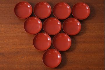 アンティーク雑貨　アンティーク　昭和初期!木製沈金蒔絵椀10客