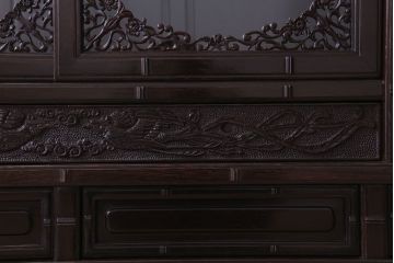 中古　民芸家具　最高級!彫刻が素晴らしい唐木サイドボード(収納棚)