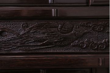 中古　民芸家具　最高級!彫刻が素晴らしい唐木サイドボード(収納棚)