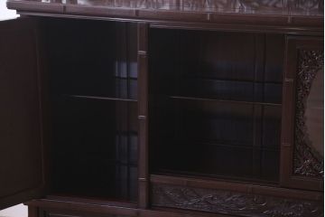 中古　民芸家具　最高級!彫刻が素晴らしい唐木サイドボード(収納棚)