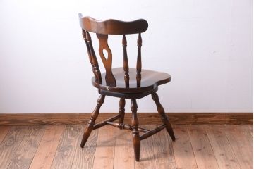 中古　飛騨産業　キツツキマーク　スティックバック回転椅子