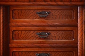 中古　民芸家具　前面欅材!高級重ね茶箪笥