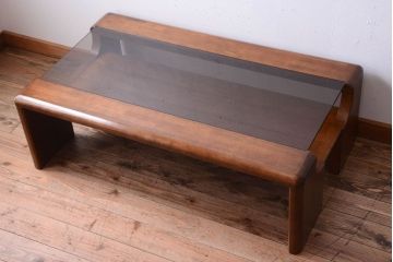 ヴィンテージ家具　maruni(マル二木工)　ビンテージ品　ガラス天板座卓(センターテーブル)