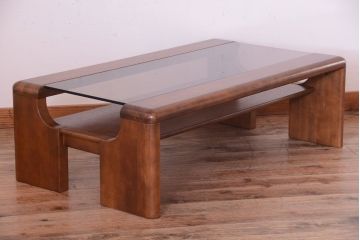 ヴィンテージ家具　maruni(マル二木工)　ビンテージ品　ガラス天板座卓(センターテーブル)